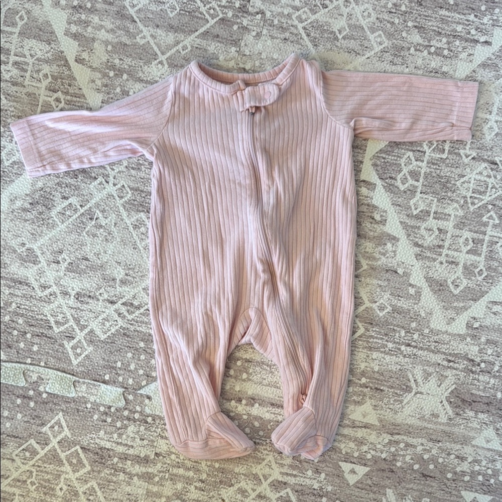 Carter's Soft Pink Ribbed Footie - 3 months